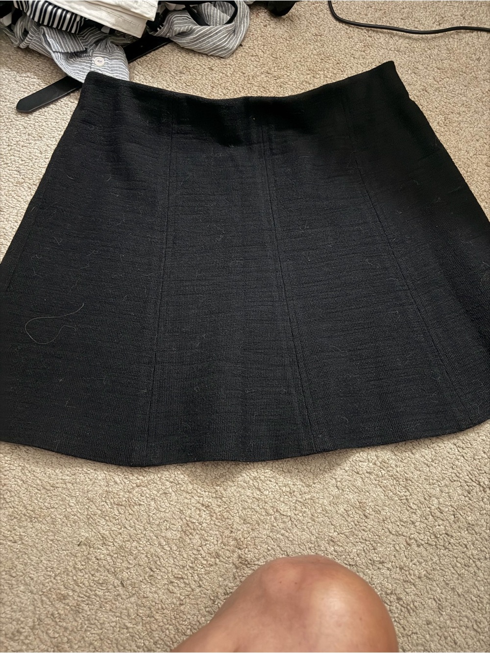 LOFT Black A-Line Skirt with Subtle Paneling